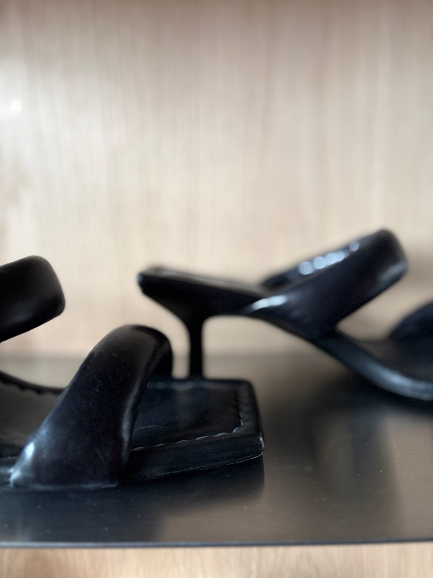 Cos Black Leather Tube Mules