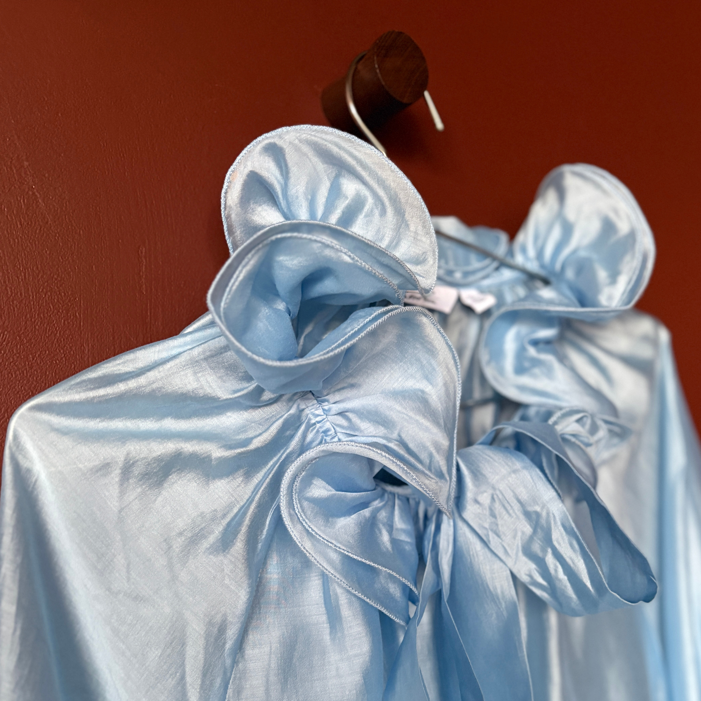 & Other Stories Powder Blue Chiffon Ruffle Blouse