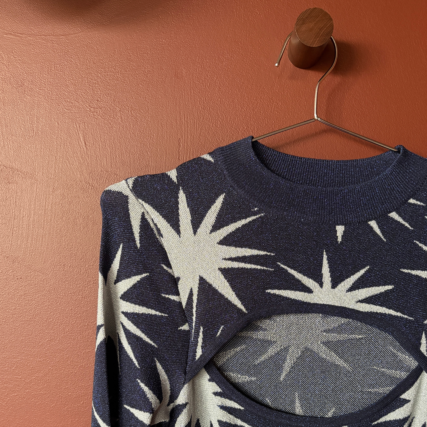 Kitri Navy Lurex Star Maxi Dress