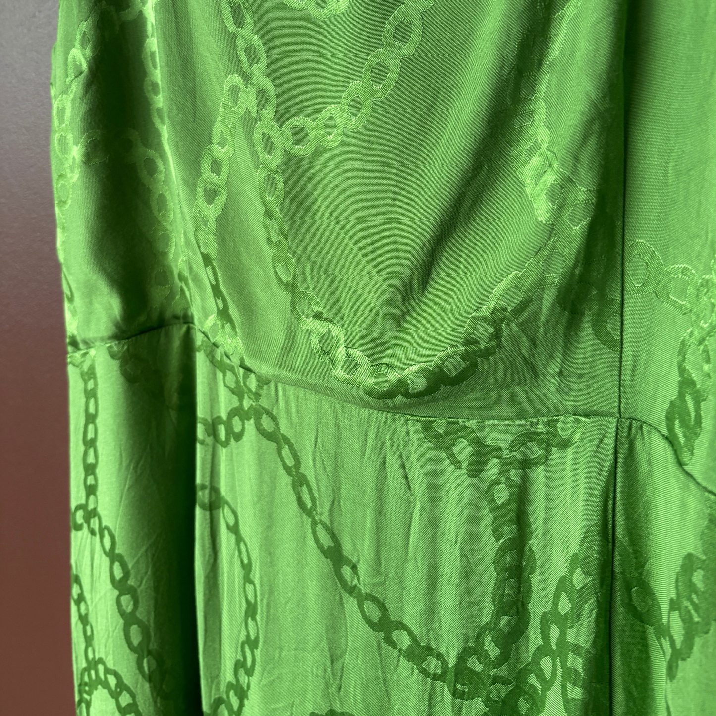 Kitri Green Silk Chain Midi Dress
