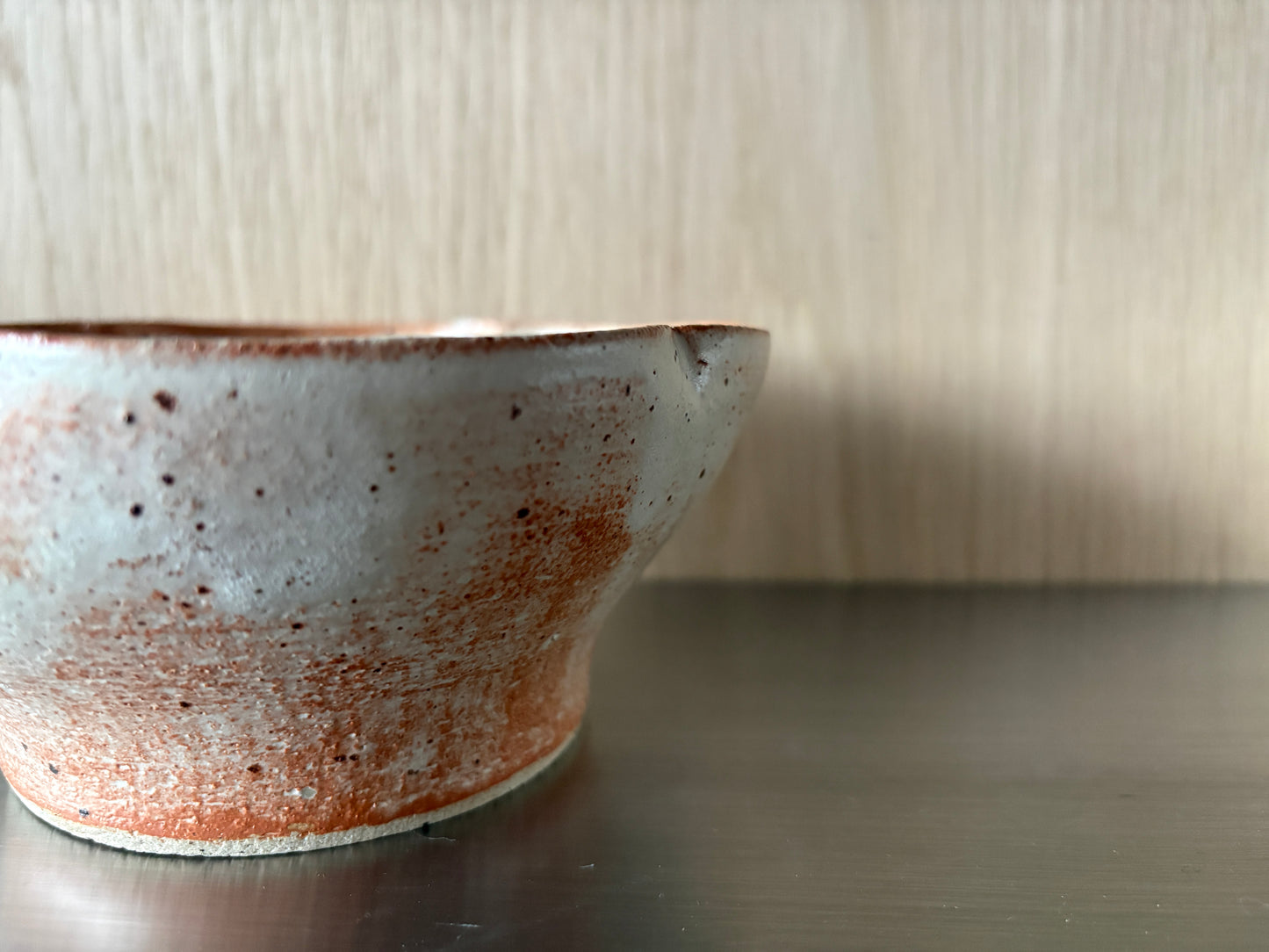 Vintage Studio Pottery Flower Stoneware Bowl