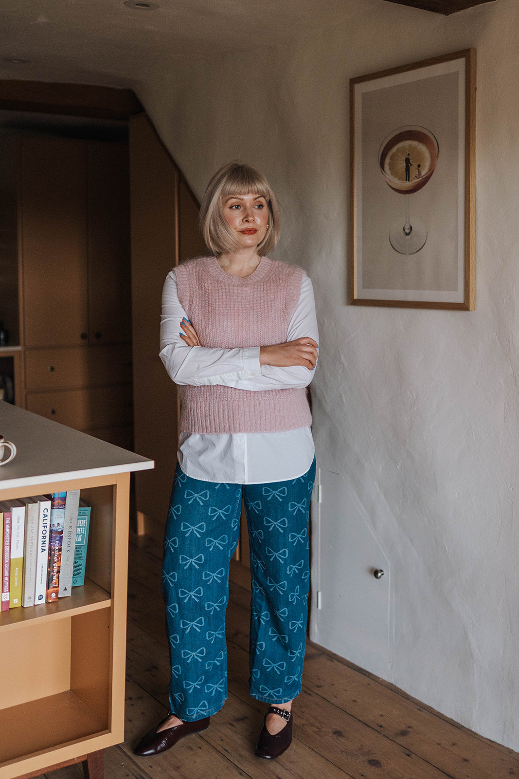 COS Soft Pink Knitted Vest worn on model