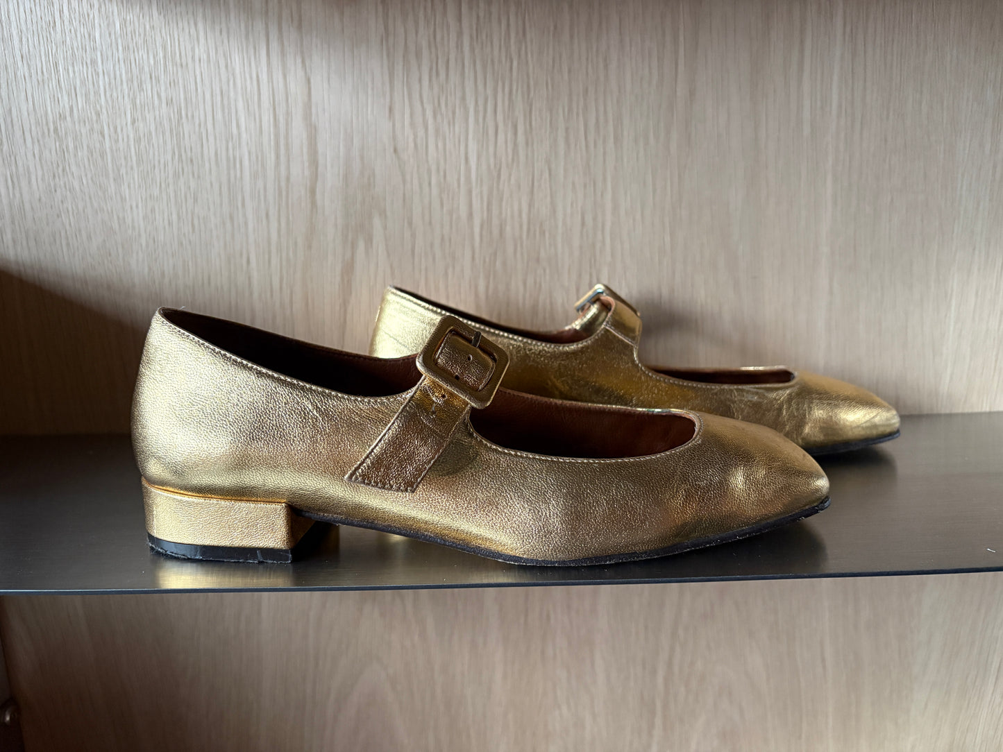 Penelope Chilvers Gold Mary Jane Flats