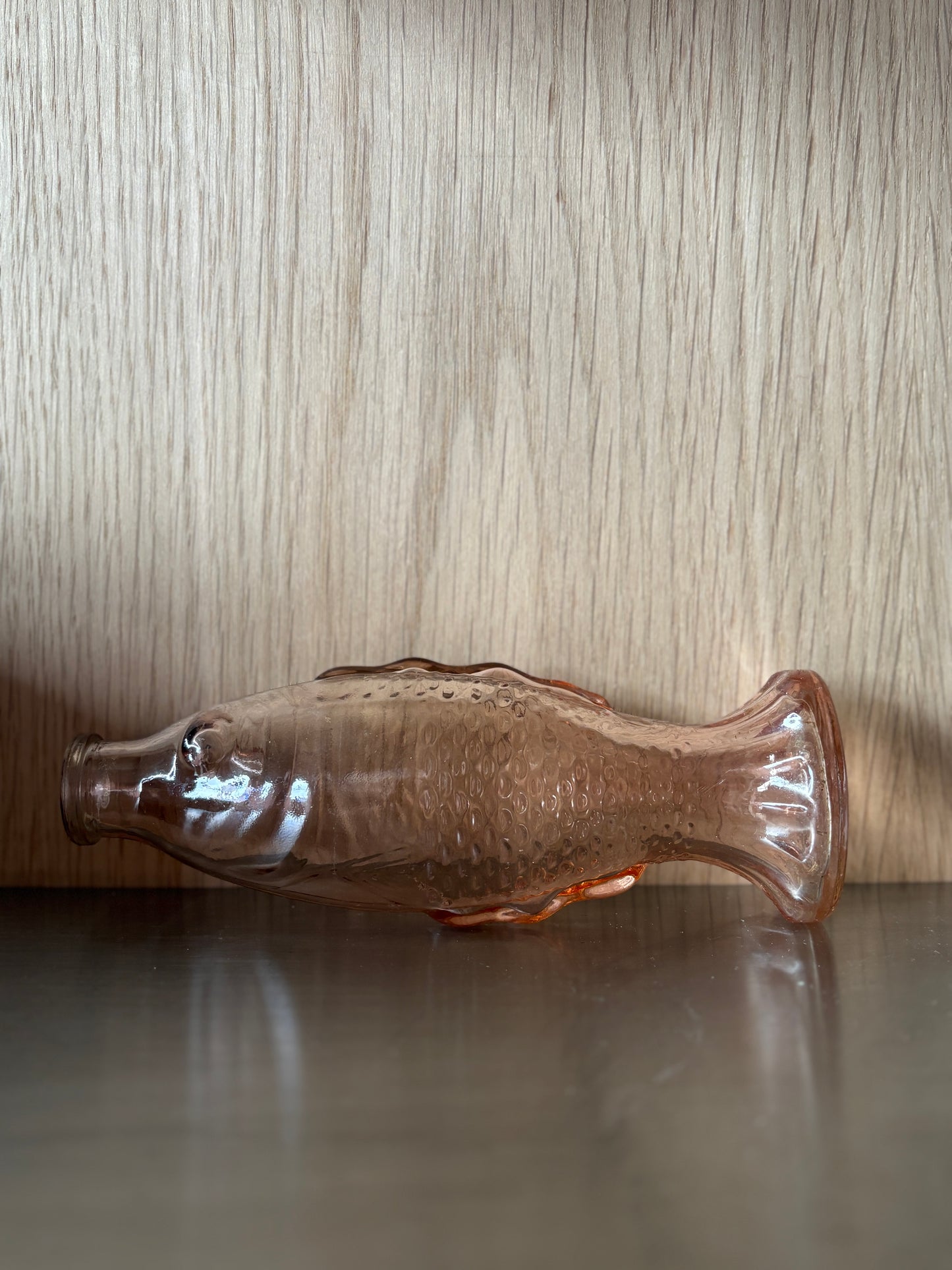 Vintage Pink Glass Fish Bud Vase