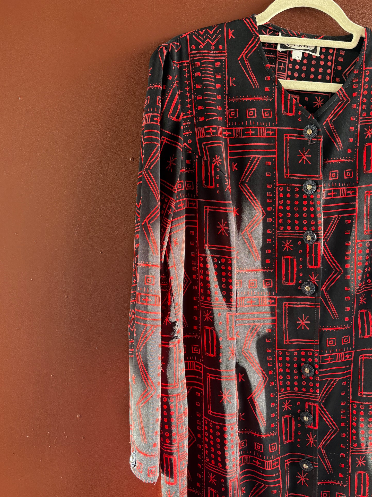Vintage 80s Abstract Shirt Dress