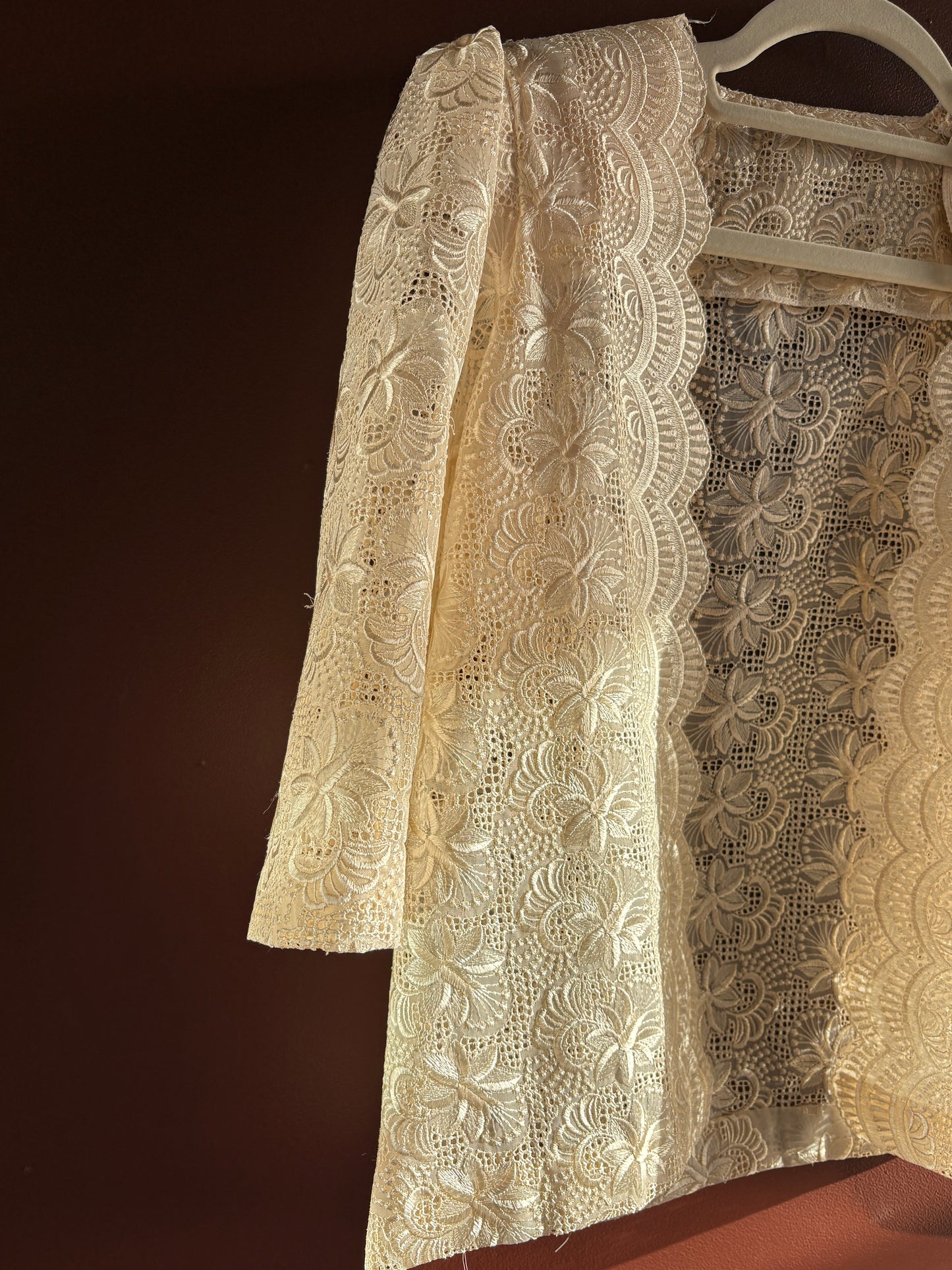 Vintage Cream Lace Overlay Shirt