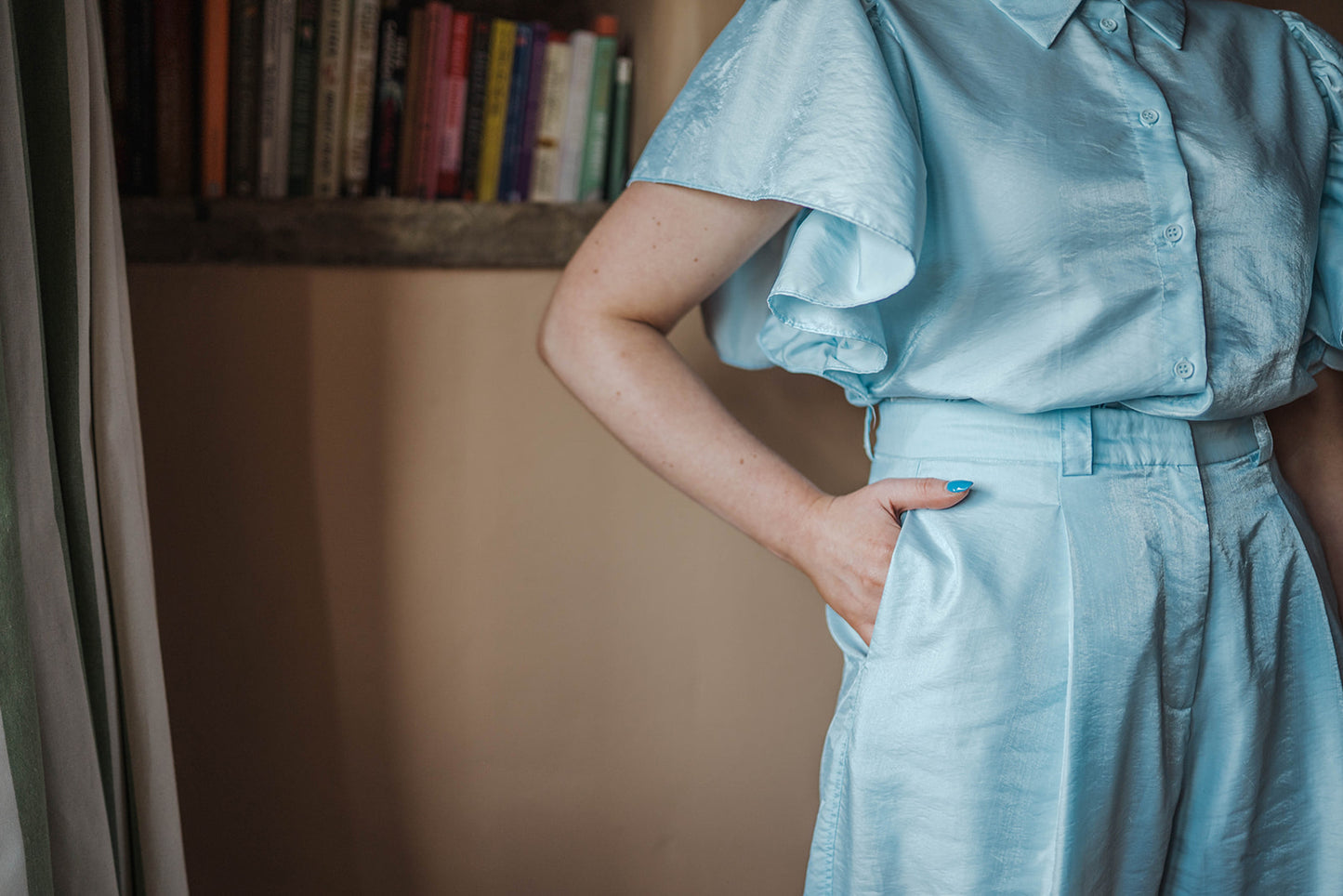 Stella Nova Light Blue Co-Ord Trouser Suit worn on model