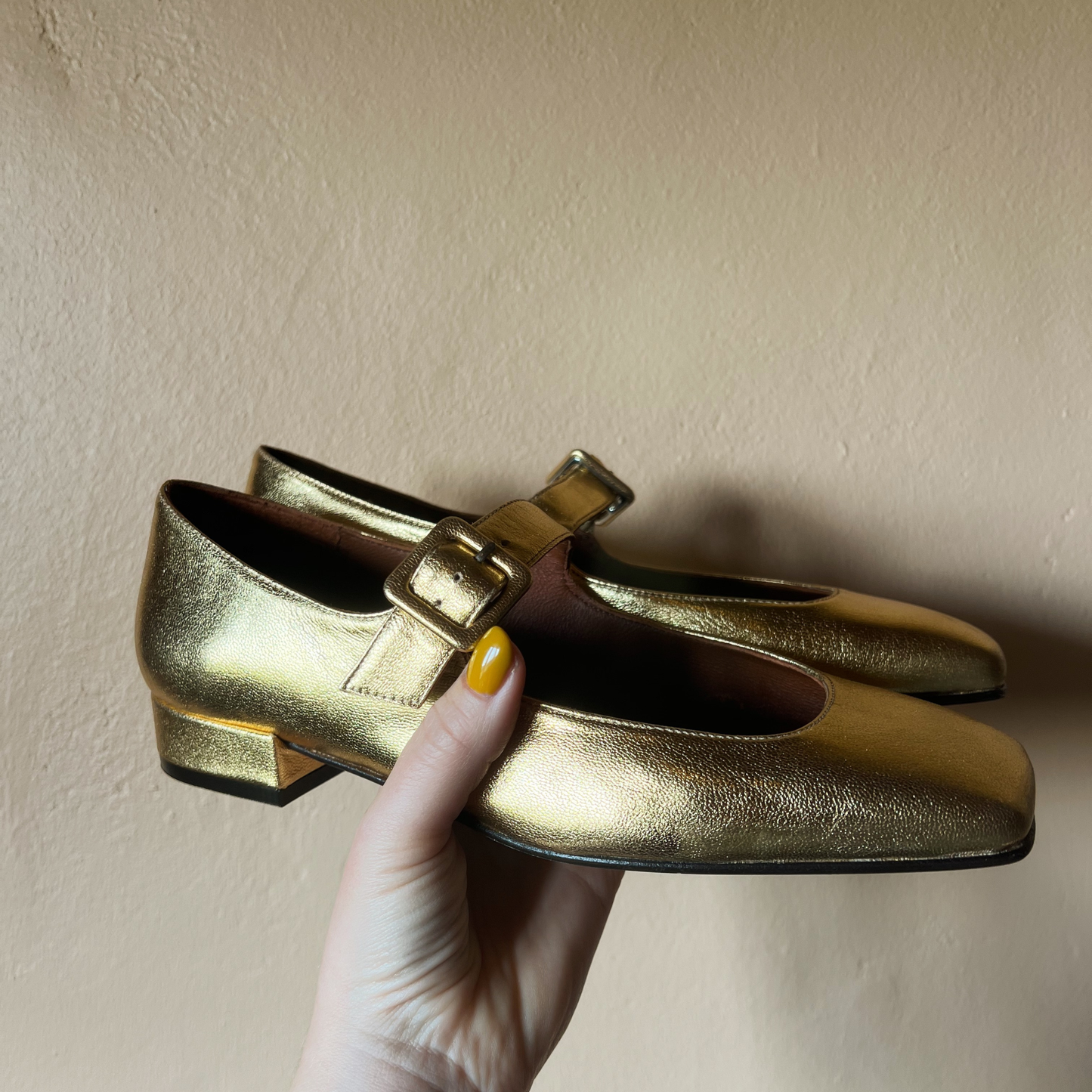 Penelope Chilvers Gold Mary Jane Flats