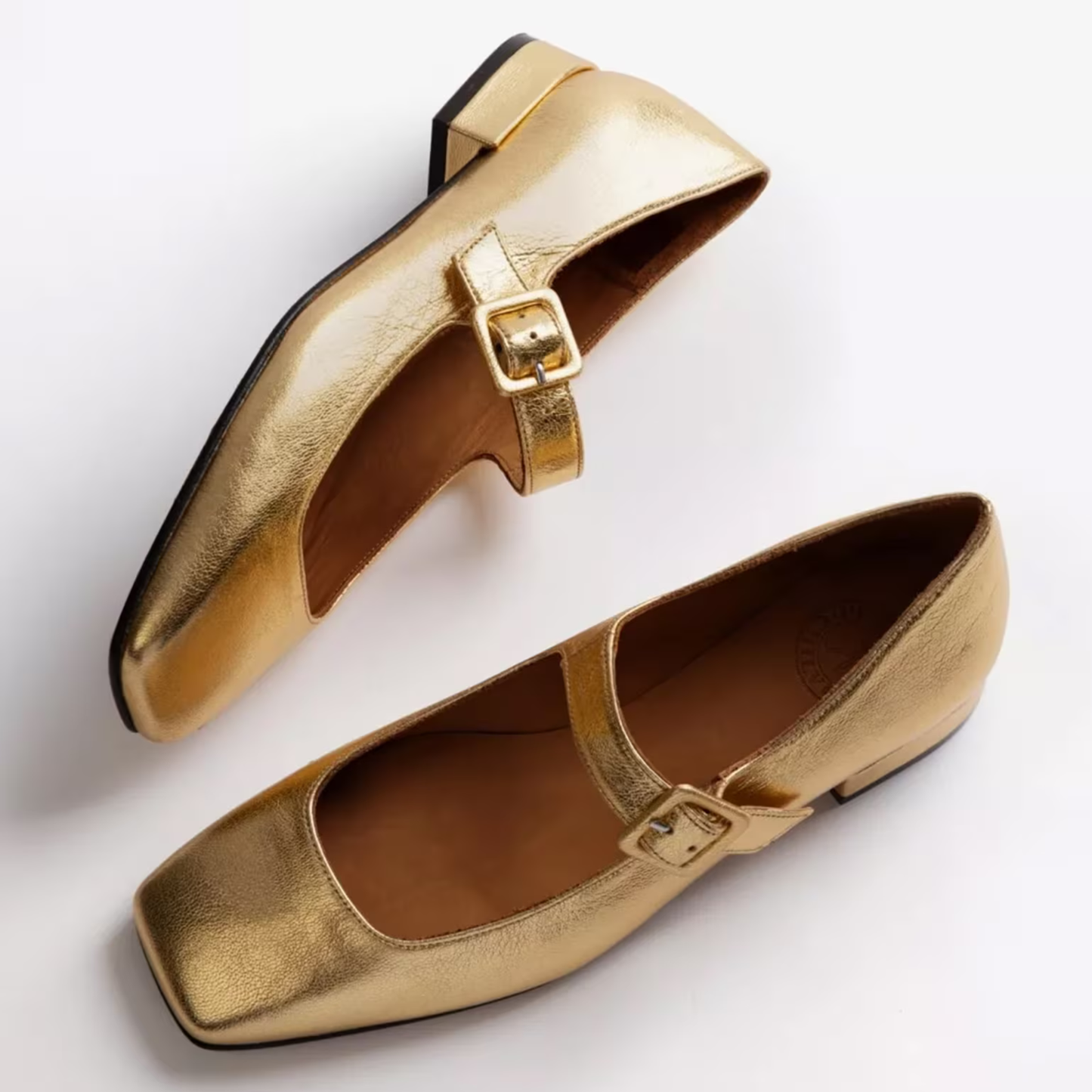 Penelope Chilvers Gold Mary Jane Flats