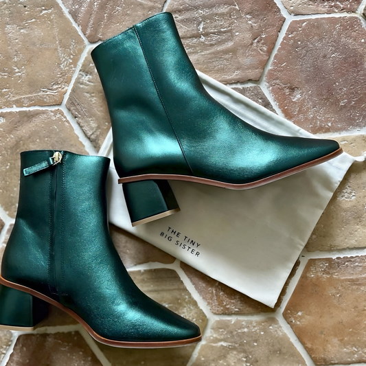 The Tiny Big Sister Green Metallic Boots