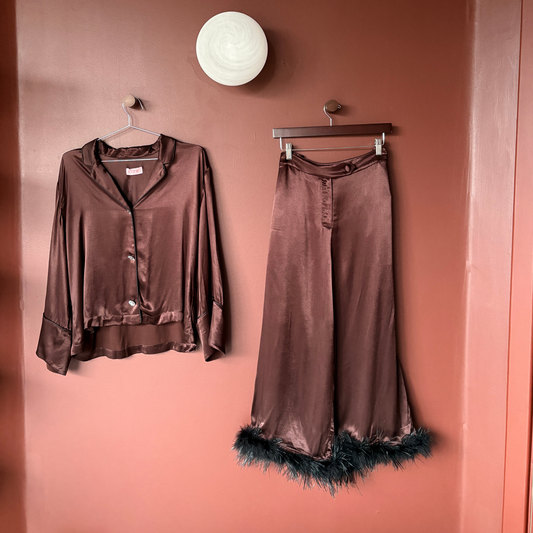 Kitri Chocolate Satin Pyjama Co-Ord