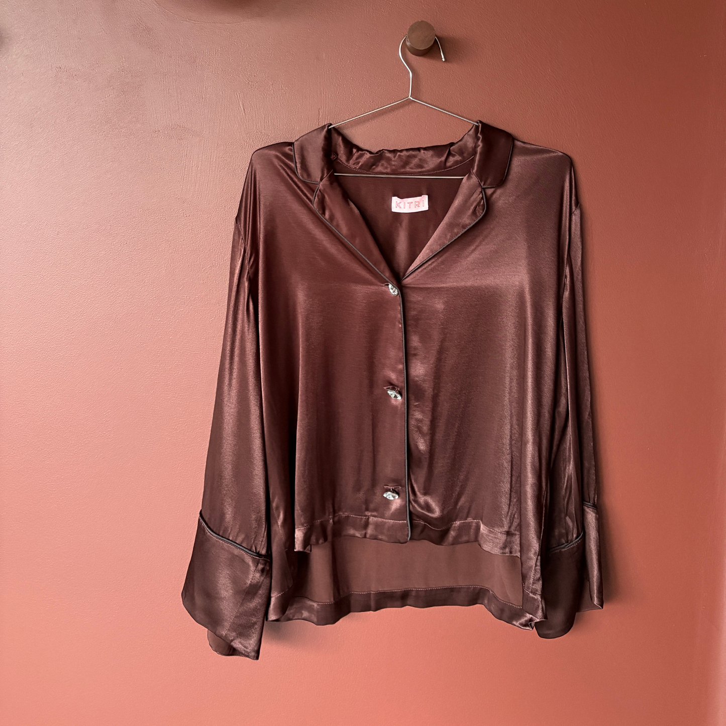 Kitri Chocolate Satin Pyjama Co-Ord