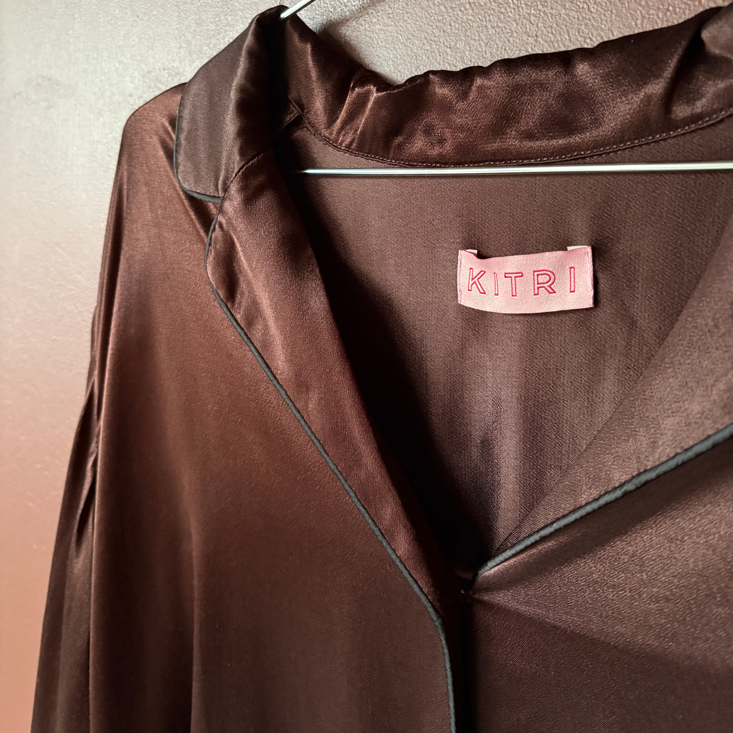 Kitri Chocolate Satin Pyjama Co-Ord