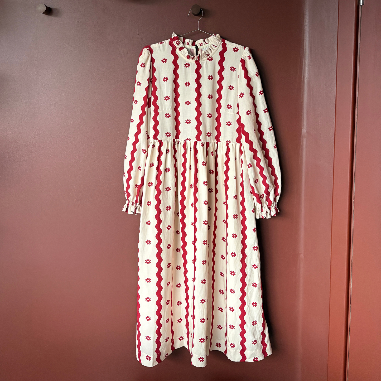 Ornette Retro Floral Frill Midi Dress