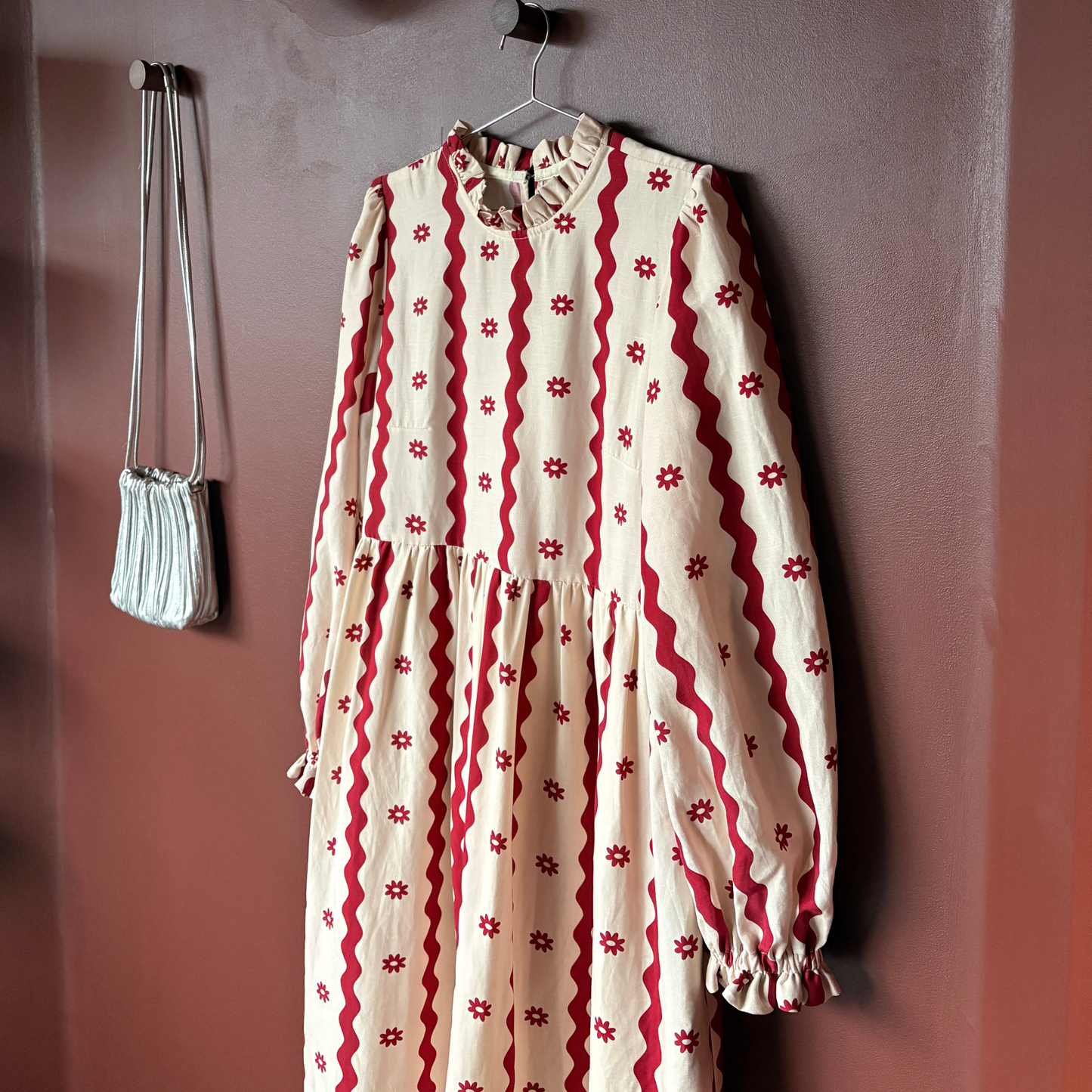 Ornette Retro Floral Frill Midi Dress