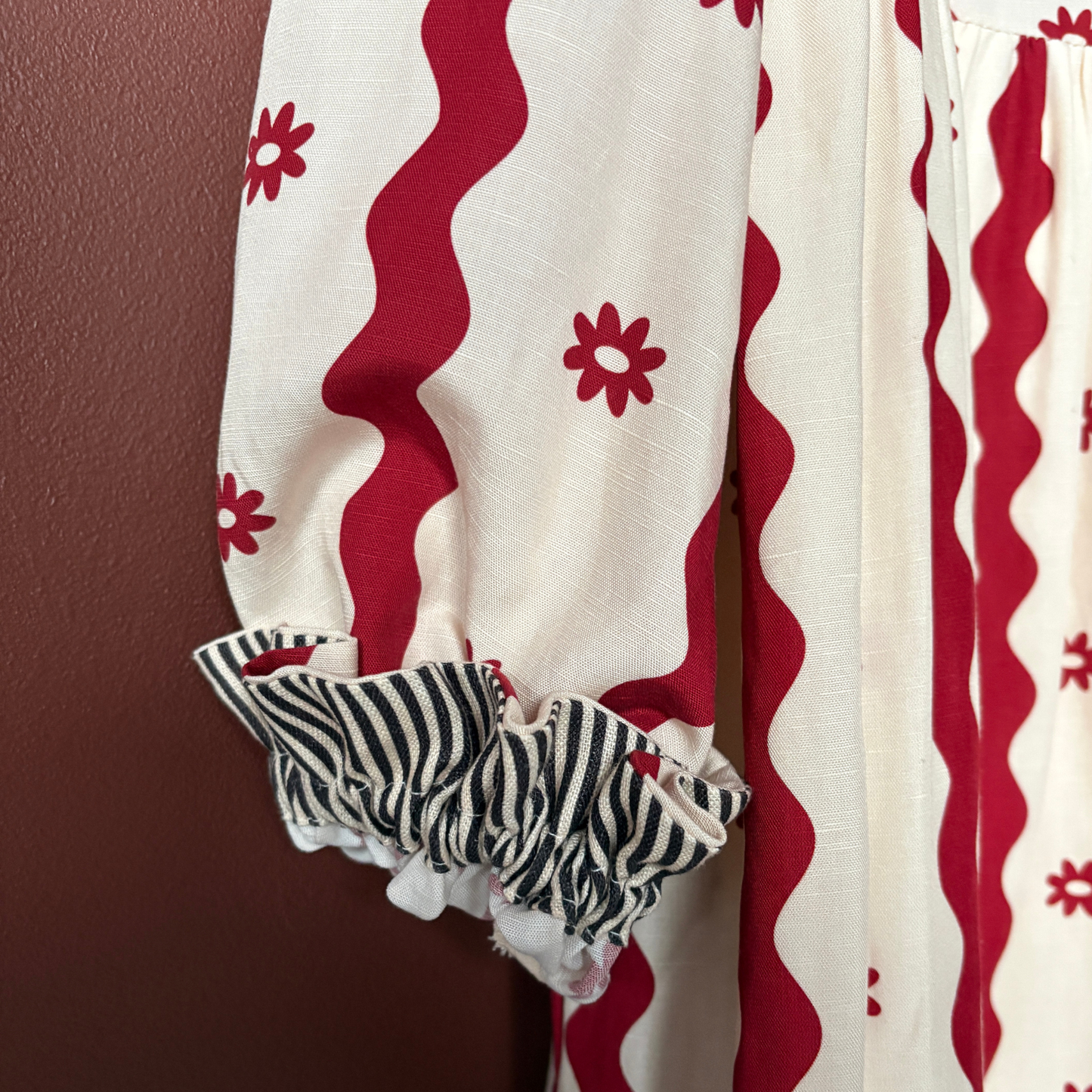 Ornette Retro Floral Frill Midi Dress