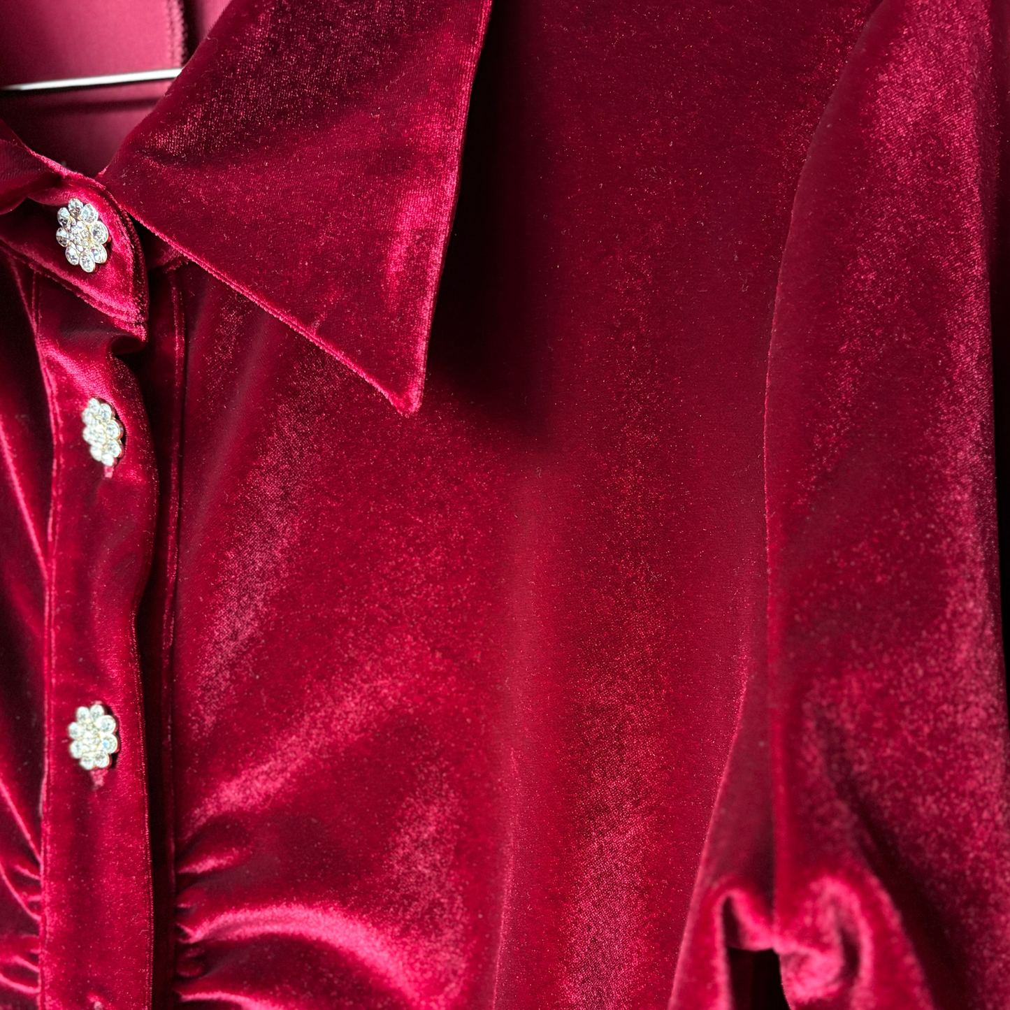 Kitri Rouge Velvet Shirt Dress