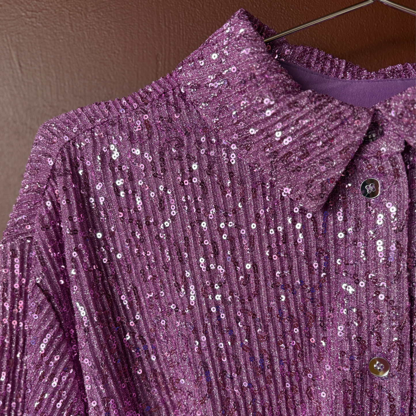Stine Goya Lilac Sequin Shirt Dress