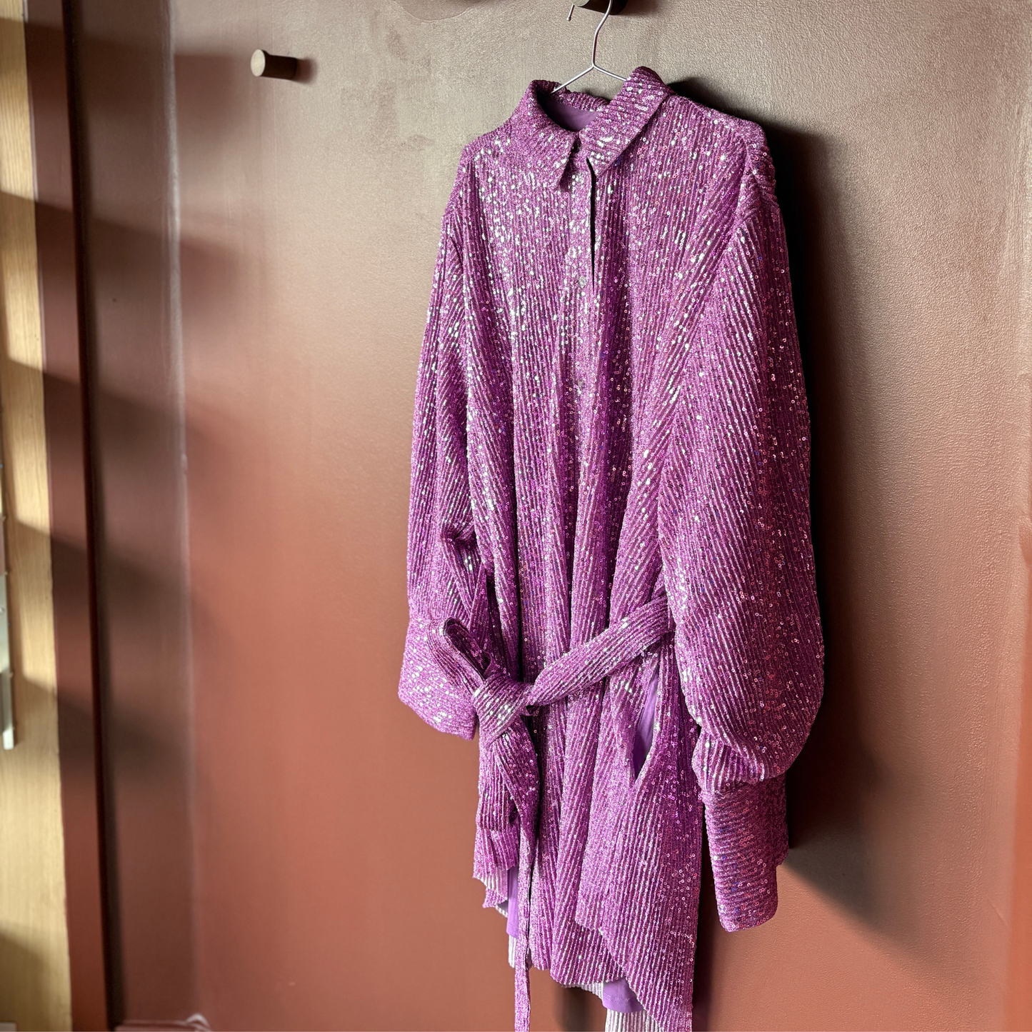 Stine Goya Lilac Sequin Shirt Dress