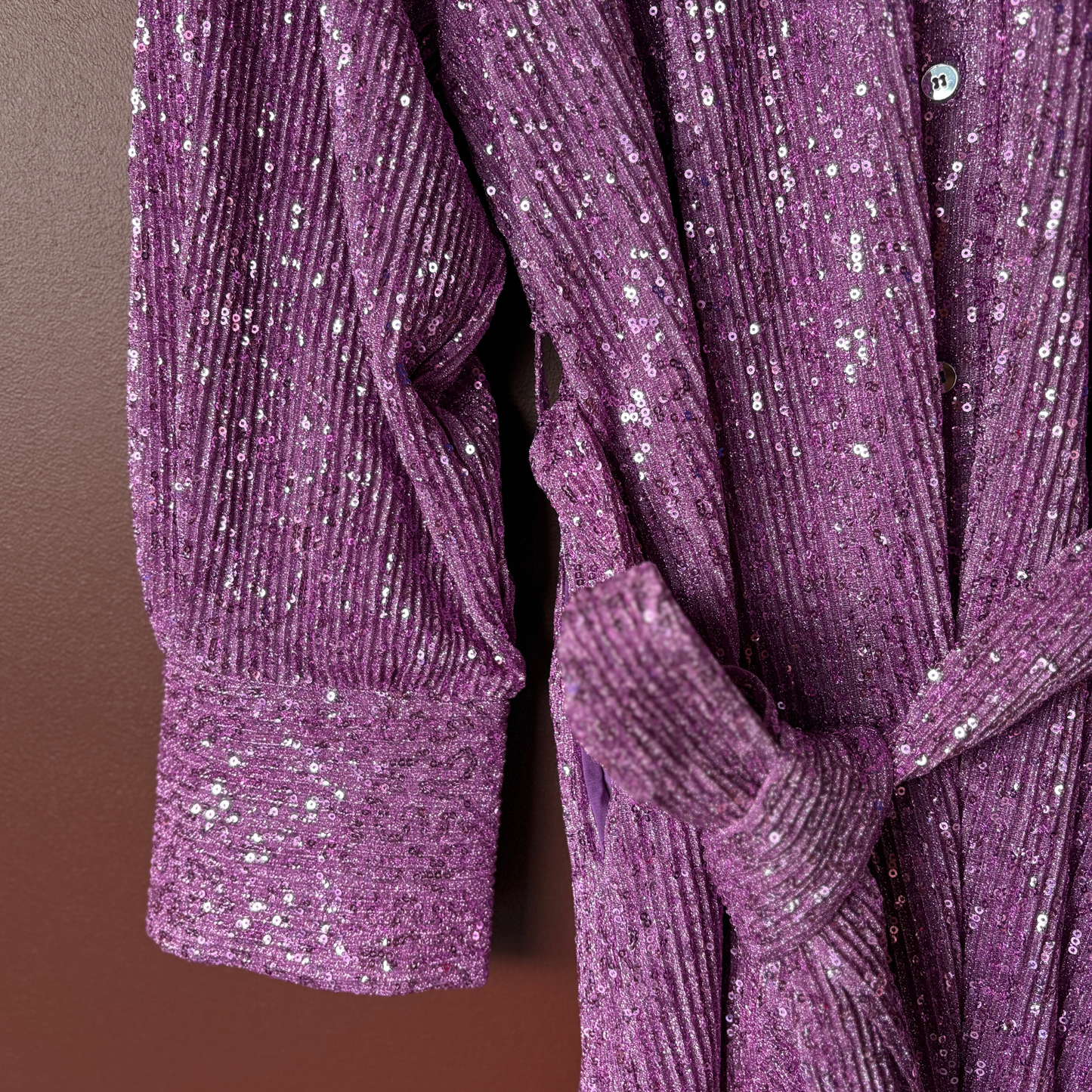 Stine Goya Lilac Sequin Shirt Dress