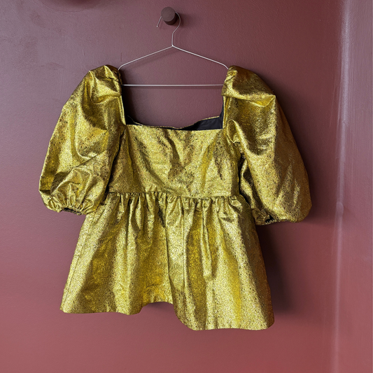 Stine Goya Gold Puff Sleeve Top