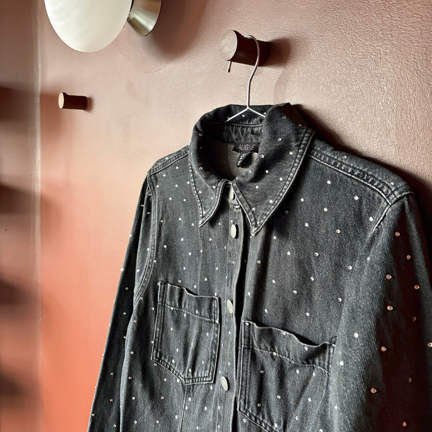 Aligne Grey Denim Diamanté Co-Ord Shirt Trouser Set