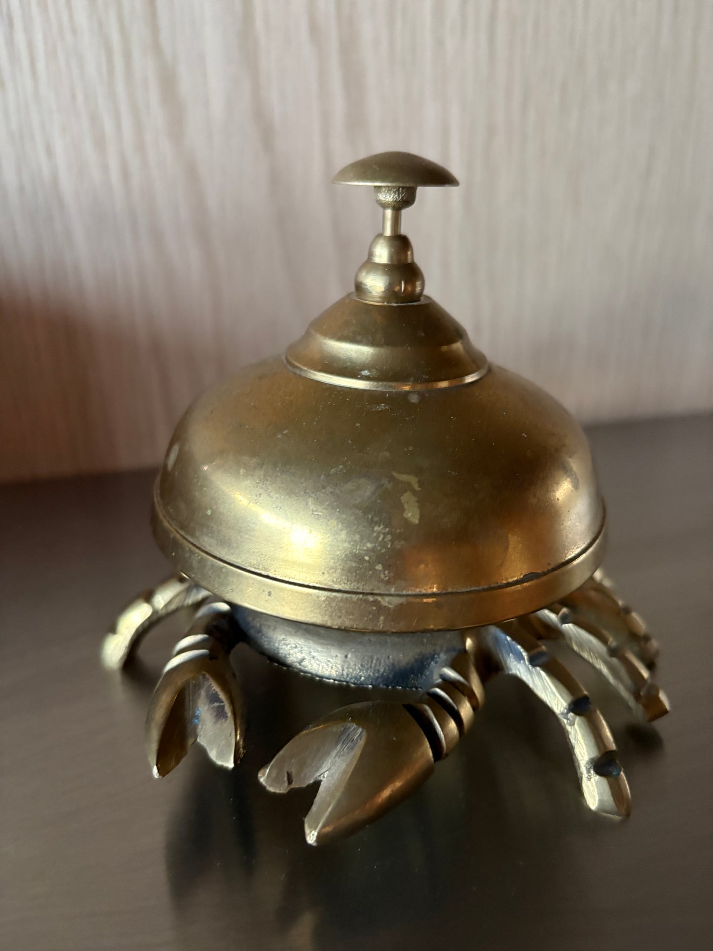 Vintage Antique Brass Crab Service Bell