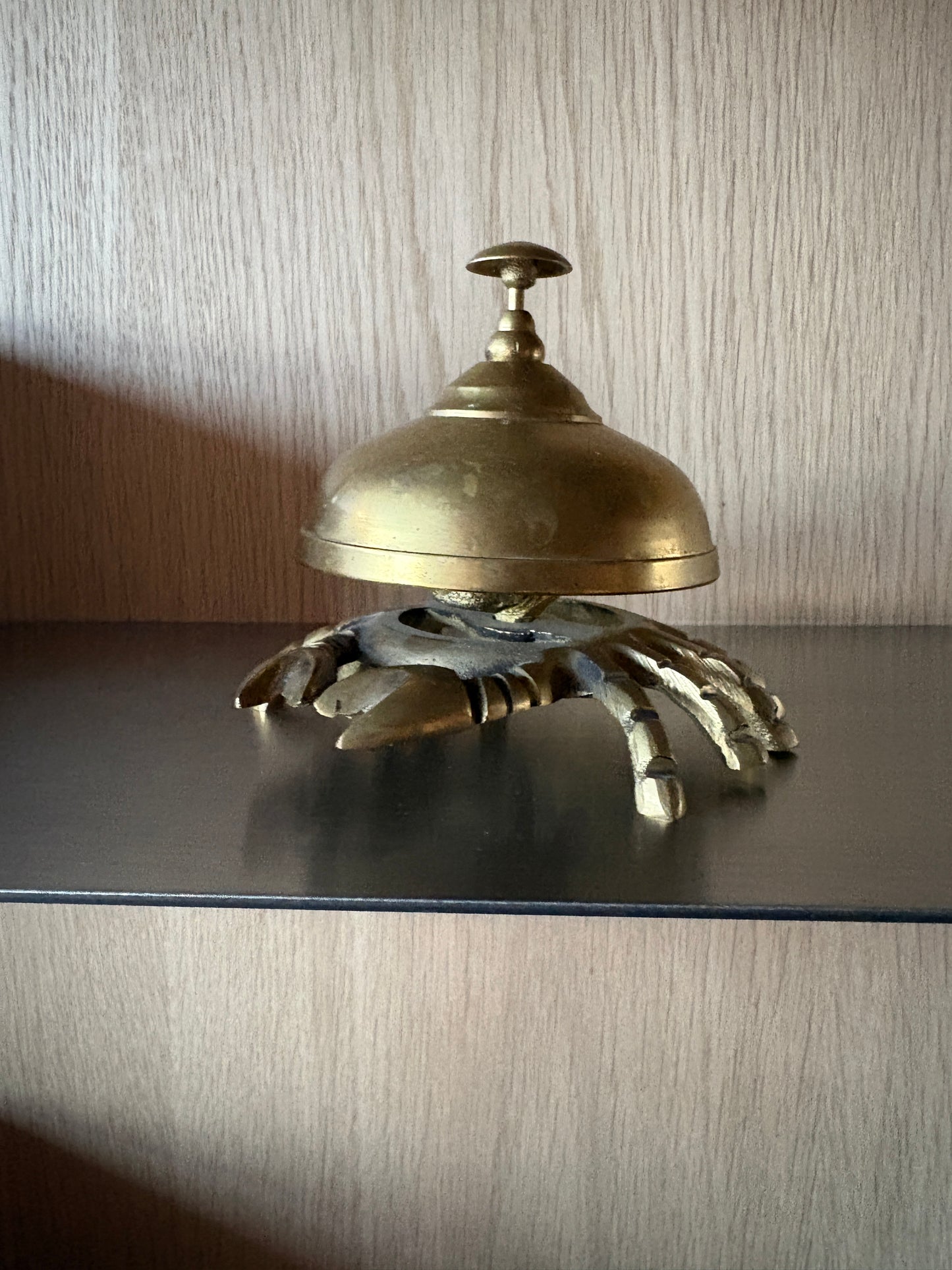 Vintage Antique Brass Crab Service Bell