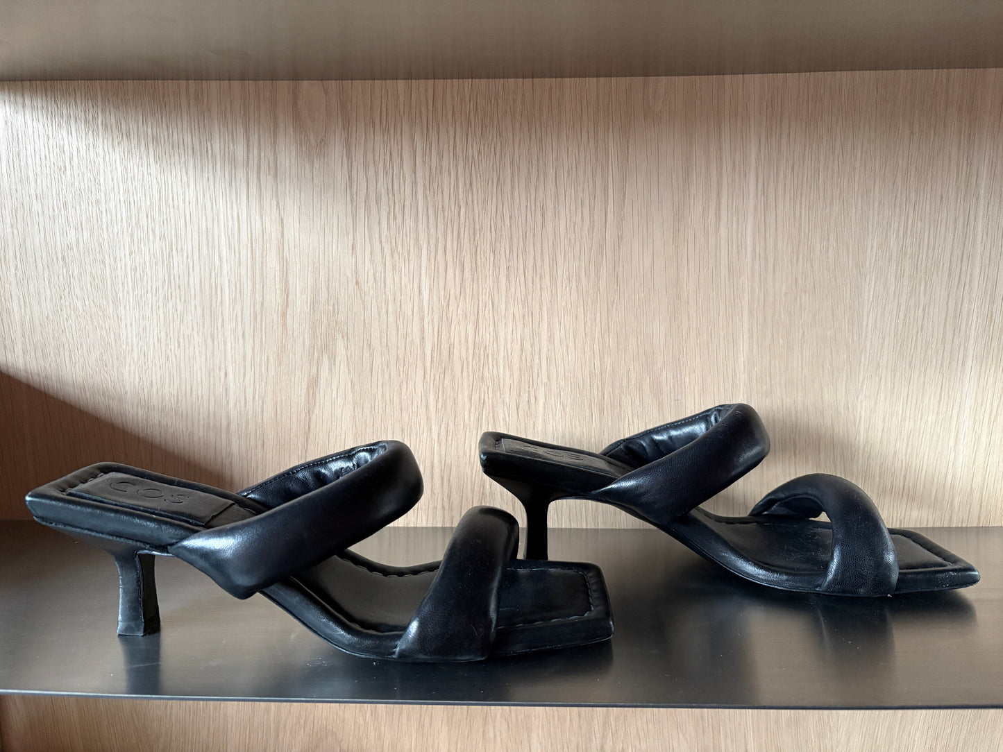 Cos Black Leather Tube Mules
