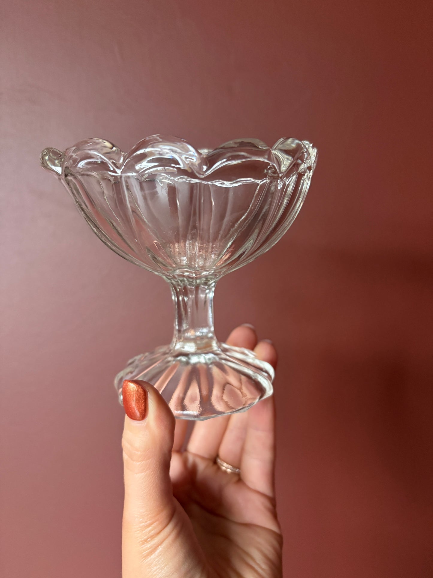 Vintage Clear Glass Sundae Dishes - Set of 2