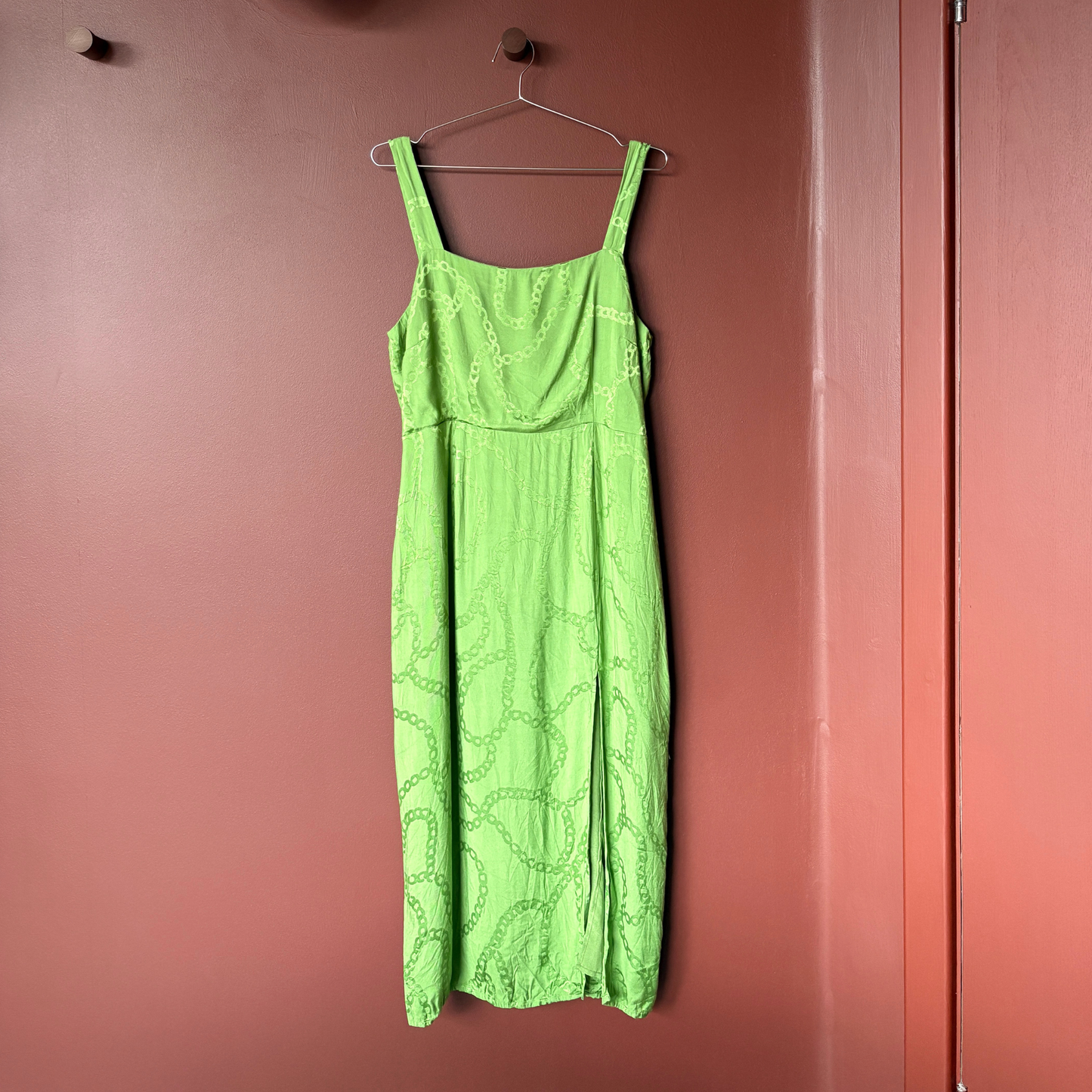 Kitri Green Silk Chain Midi Dress