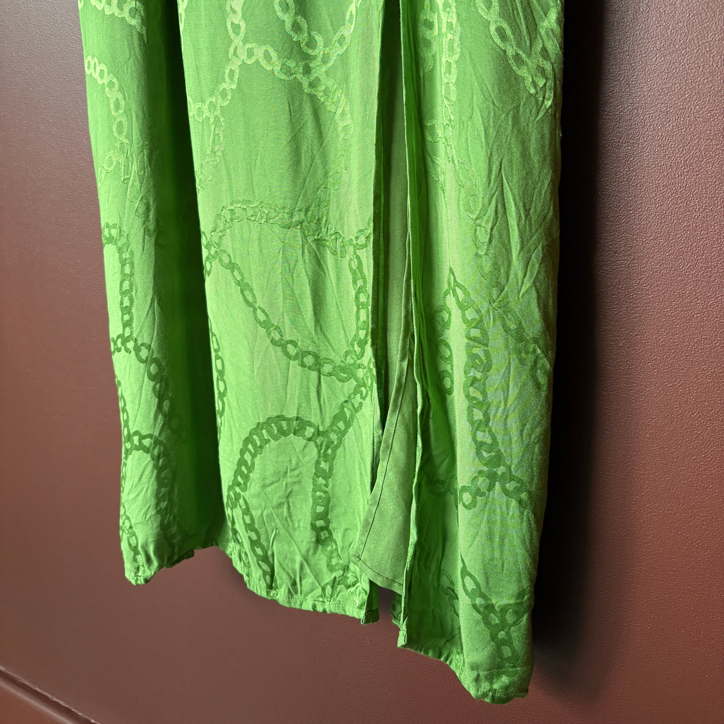 Kitri Green Silk Chain Midi Dress