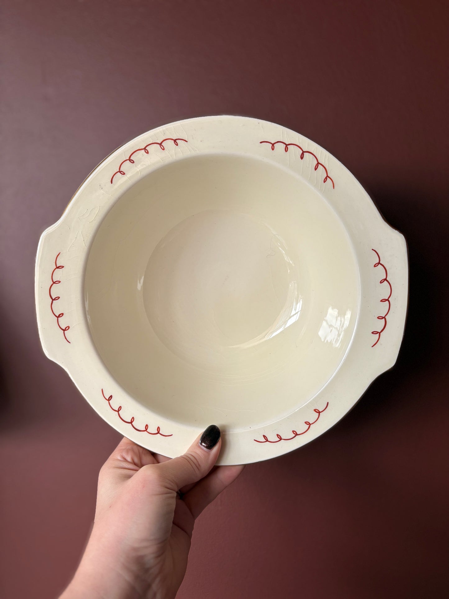 Vintage Handmade Crackle Glaze Bowl