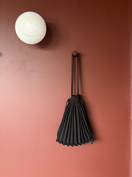 COS Black Pleated Fabric Drawstring Bag