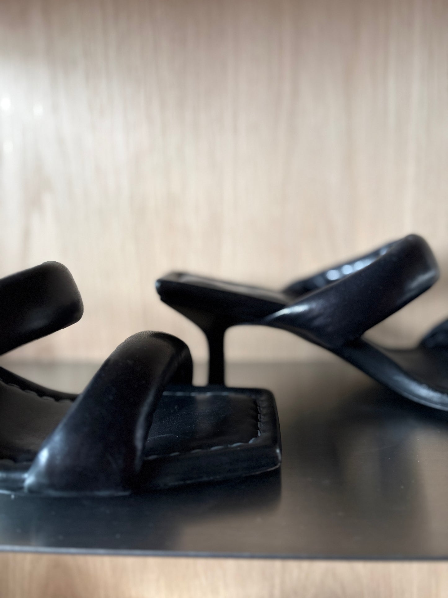 Cos Black Leather Tube Mules