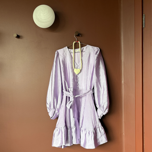 Stine Goya Lilac Chiffon V Neck Dress Mini Dress