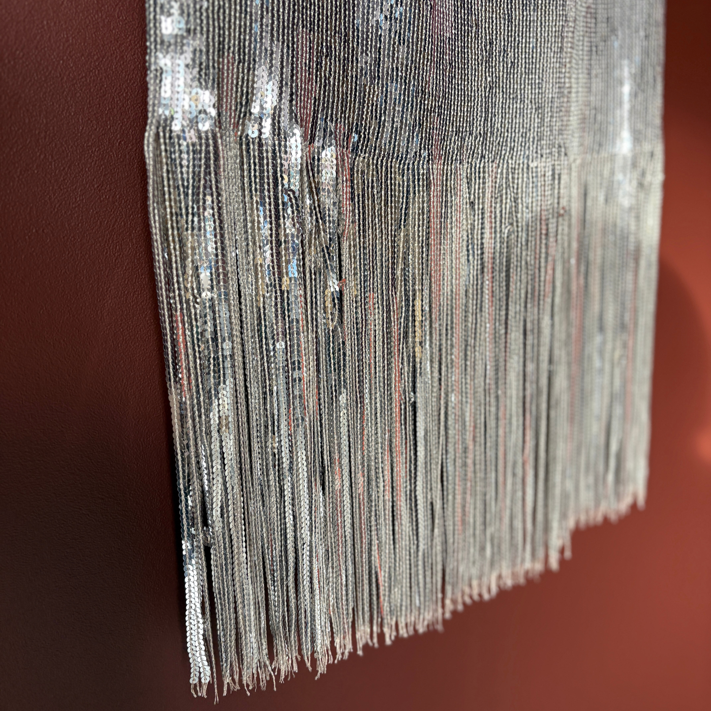 Stella Nova Silver Sequin Fringed Skirt