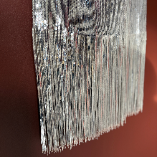 Stella Nova Silver Sequin Fringed Skirt