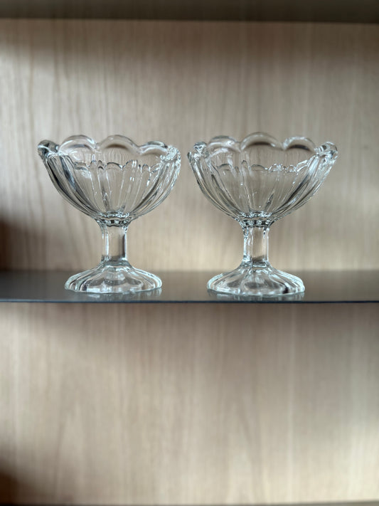Vintage Clear Glass Sundae Dishes - Set of 2