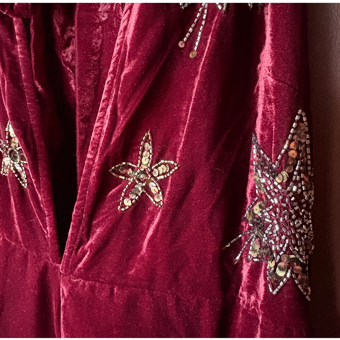 Nasty Gal Burgundy Star Embellished Velvet Halter Jumpsuit