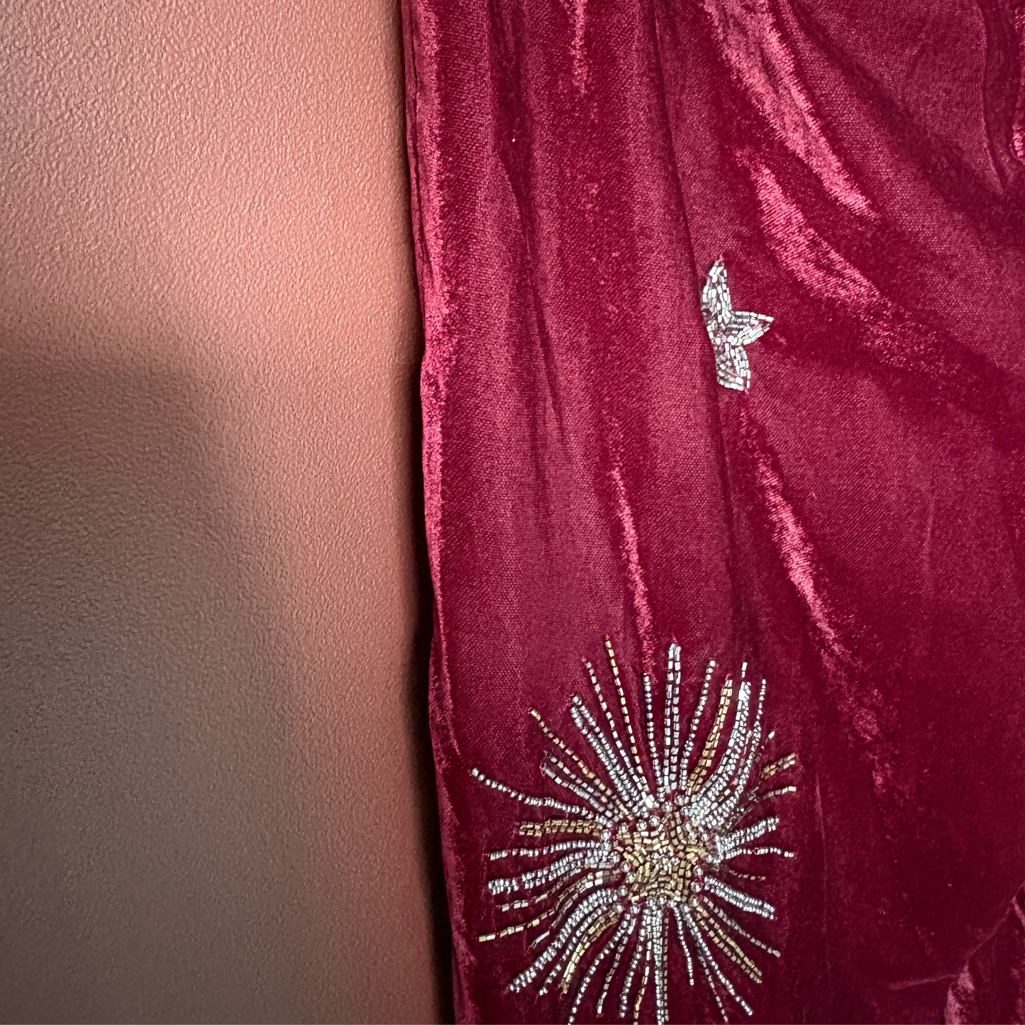 Nasty Gal Burgundy Star Embellished Velvet Halter Jumpsuit