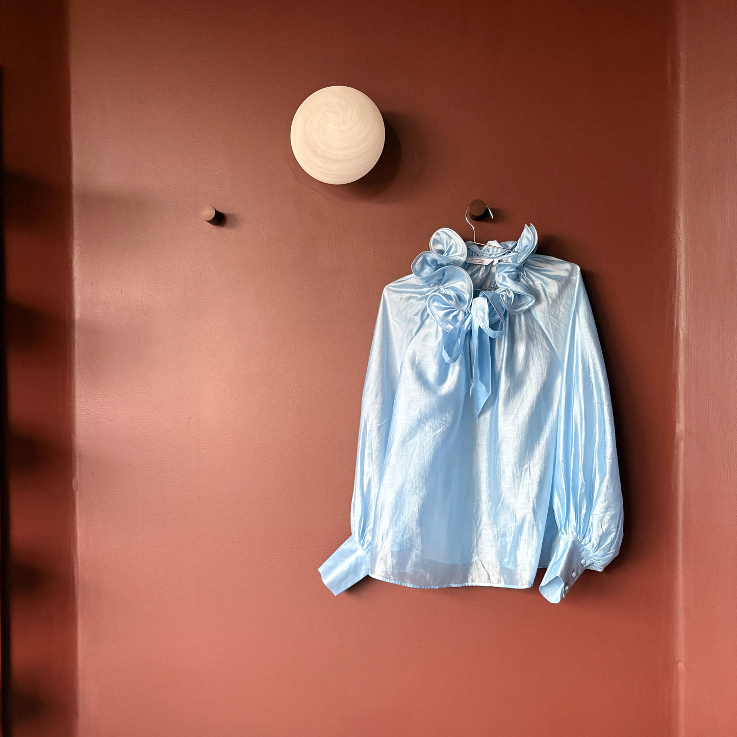 & Other Stories Powder Blue Chiffon Ruffle Blouse