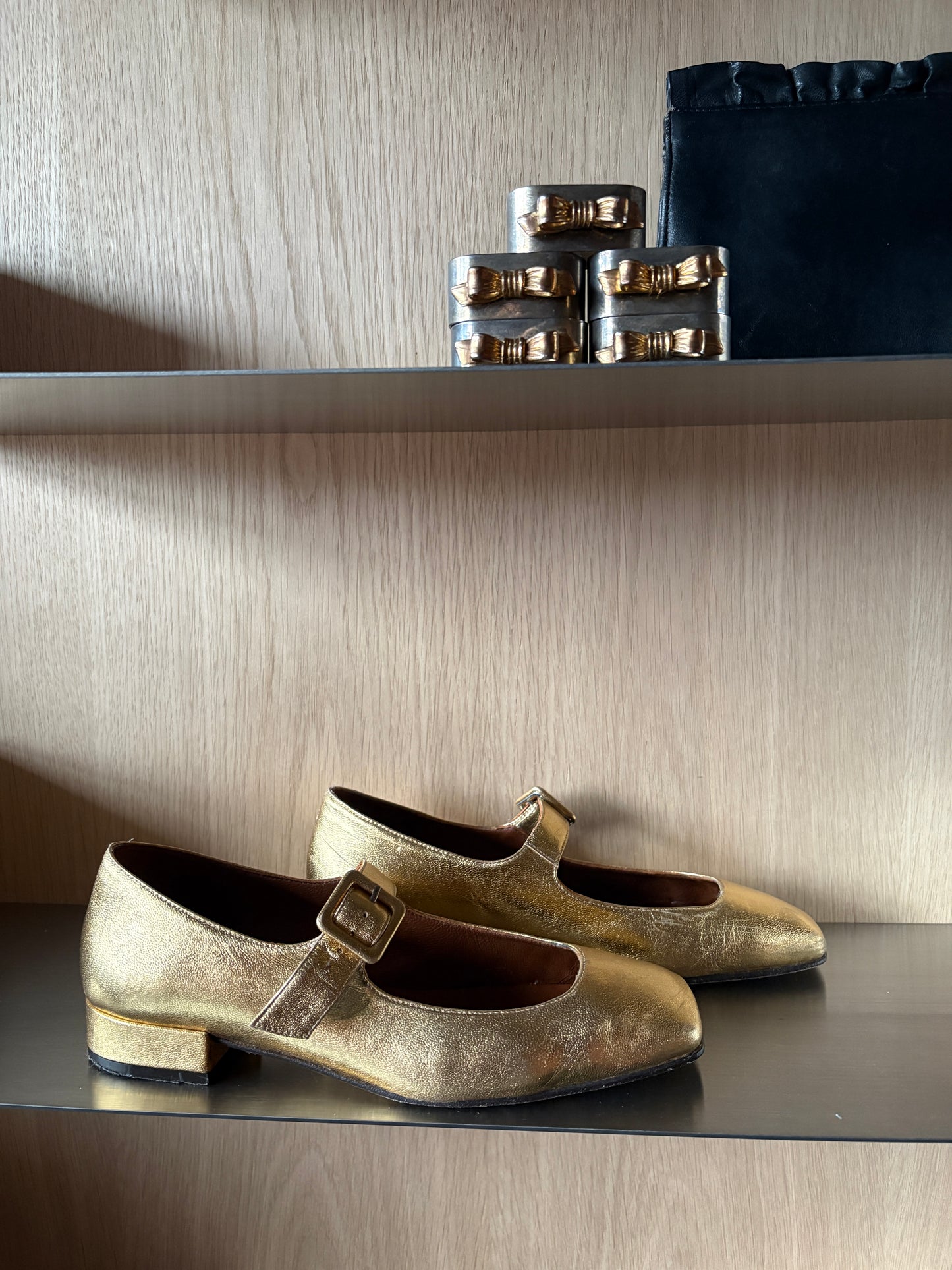 Penelope Chilvers Gold Mary Jane Flats