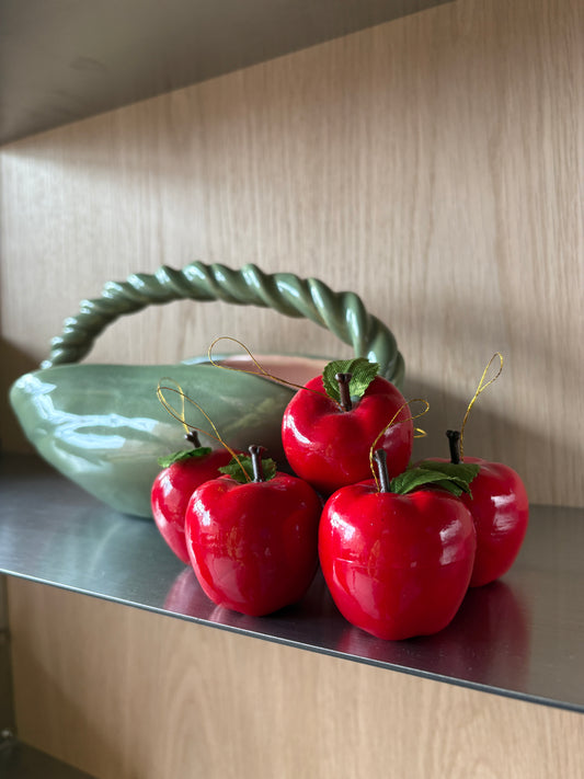 Vintage Rosy Red Apples Decorations, set of 6