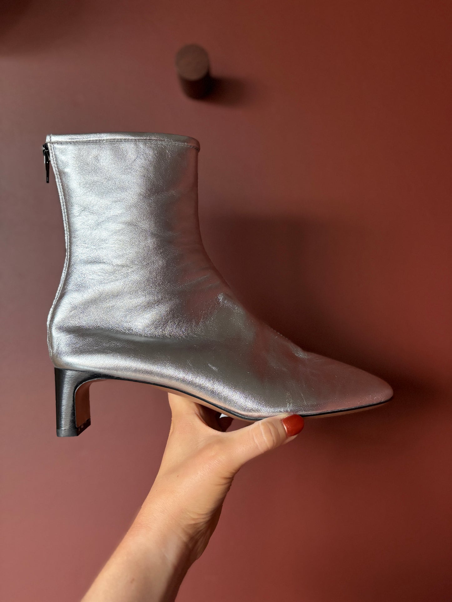 Arket Silver Square Toe Ankle Boots