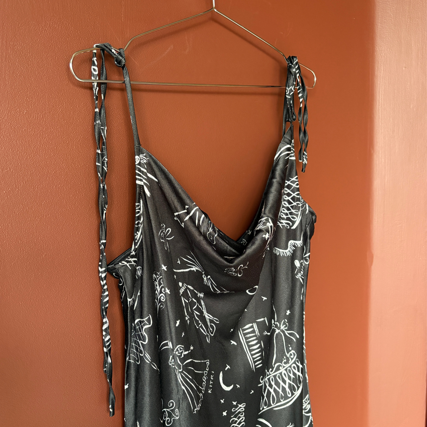 Kitri Black Opera Print Midi Dress