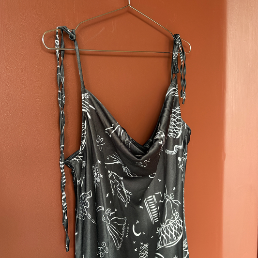 Kitri Black Opera Print Midi Dress