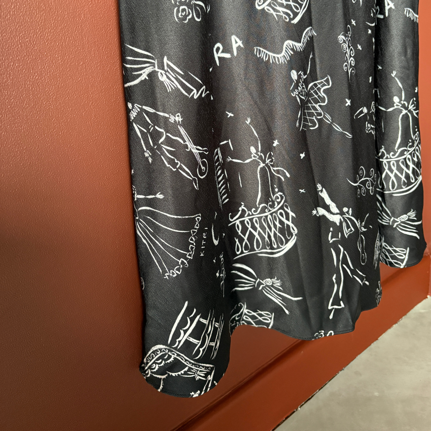 Kitri Black Opera Print Midi Dress