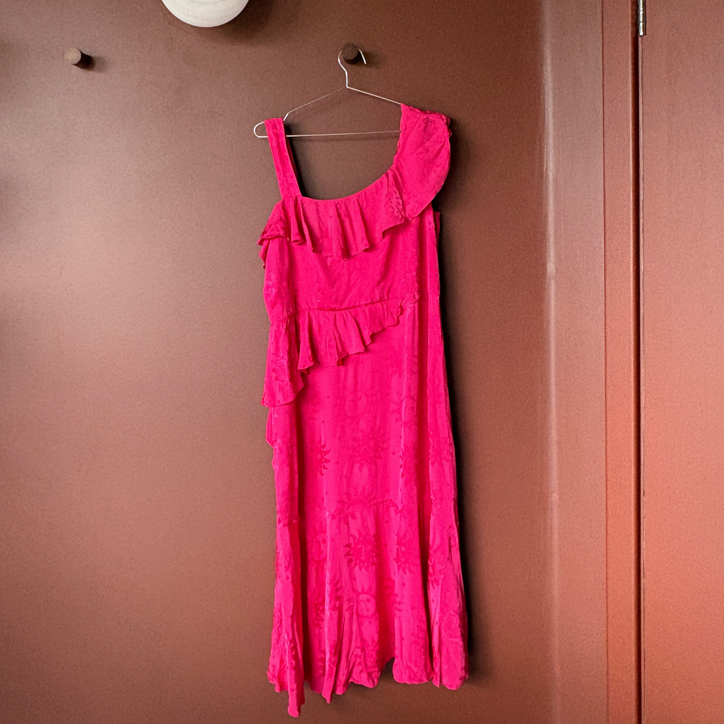 Kitri Pink Celestial Silk Frill Dress