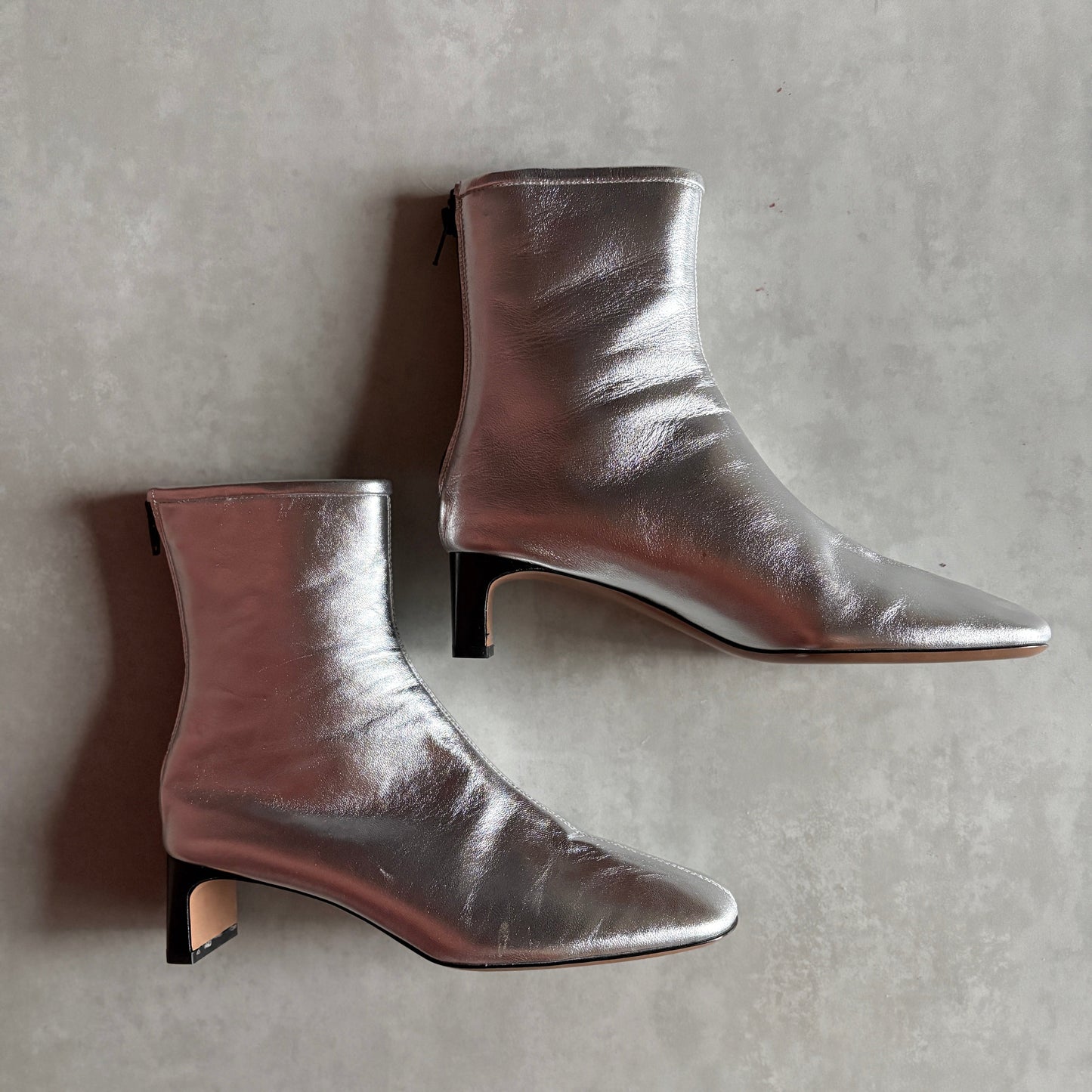 Arket Silver Square Toe Ankle Boots